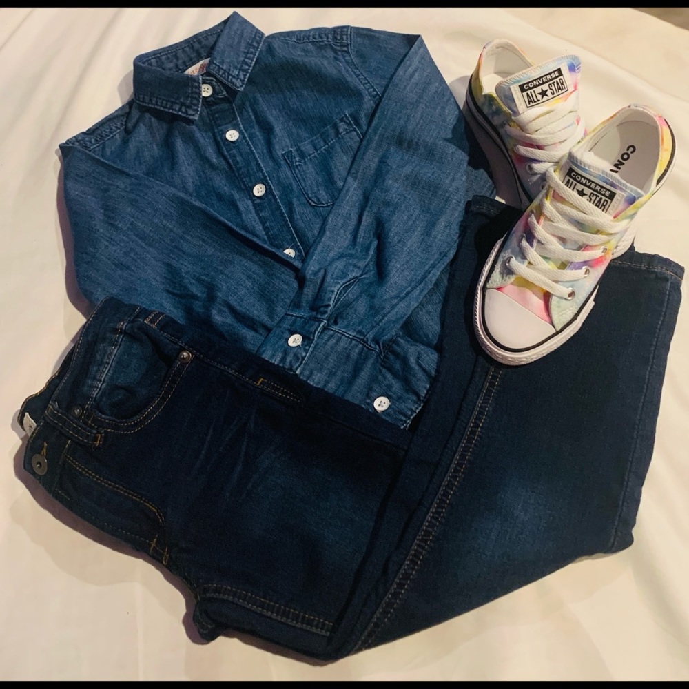 Denim girls longsleeve shirt